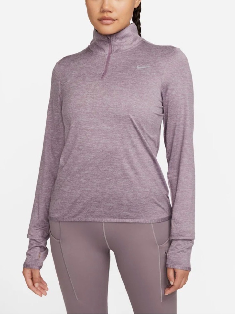 Nike Women's Heathered Lavender Long-Sleeve Half-Zip Top - 3X